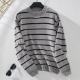thumbnail image 6 of BXINGOHAI Women's Sweaters Casual Long Sleeve Ribbed Knit Pullover Striped Crewneck Jumper Tops Outdoor Fashion Sweater Gray,S, 6 of 6