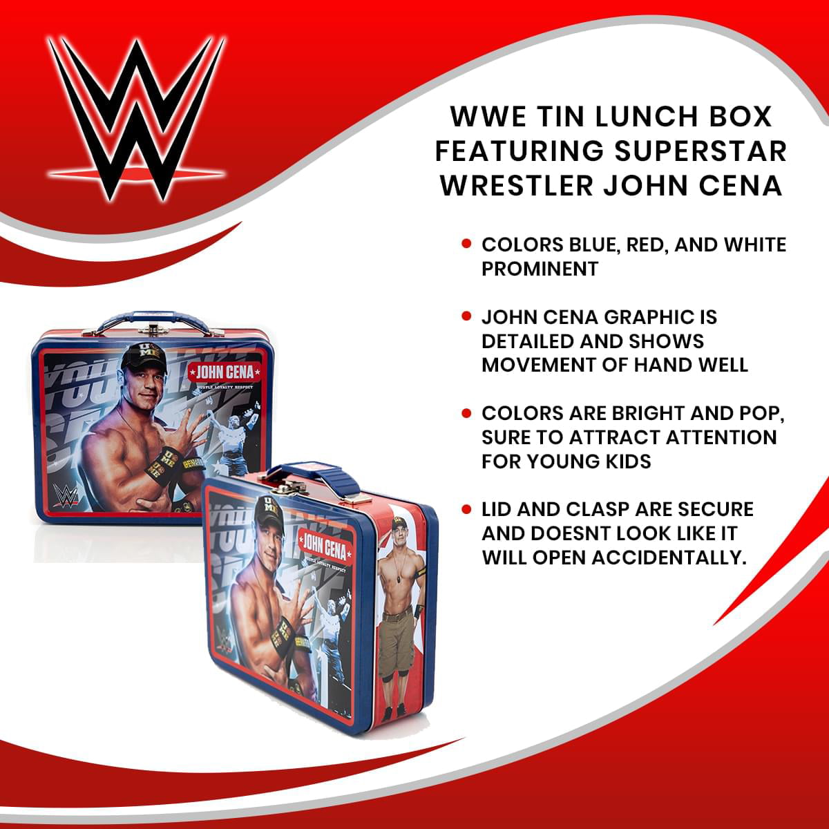 Accessory Innovations WWE Lunch Box Soft Kit Insulated Cooler Bag John Cena Roman Reigns Finn Balor 