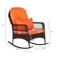 thumbnail image 4 of IVV Outdoor Wicker Rocking Chair, Patio Rattan Rocker Chair with Orange Cushions & Waist Pillow & Steel Frame, All-Weather Rocking Lawn Wicker Furniture for Garden Backyard Porch (Brown), 4 of 10