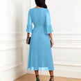 thumbnail image 3 of Aimik Women's Pleated Midi Dress V-Neck Ruffle Sleeve Asymmetrical Hem Chiffon Lightweight Summer Cocktail Party Evening Formal Dress, 3 of 5