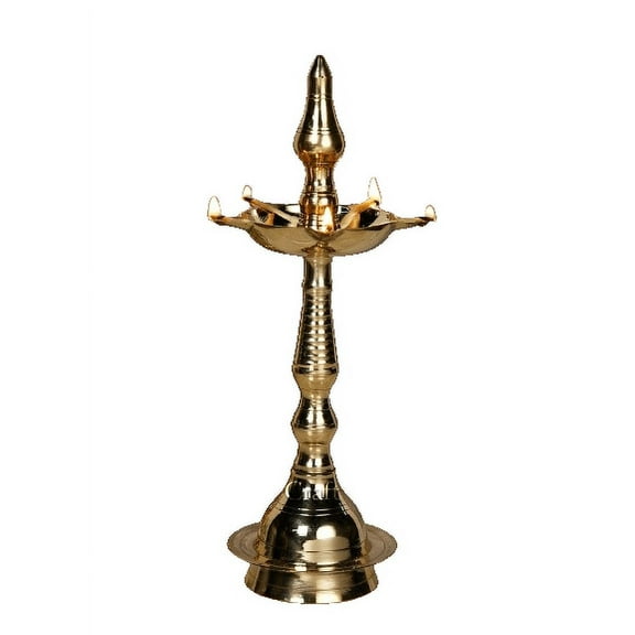 Brass Kerala Diya/Kuthu Vilakku Oil Lamp Stand – Traditional Indian Puja Article for Home Decor, Temple, Festivals & Gifts