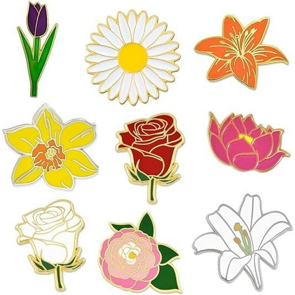 PinMart's Spring Time Flower Easter Enamel Lapel Pin Set