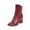 Red, variant on Women's Ankle Boots Square Toe Side Zipper Block Heel Mid Calf Low Heeled Short Booties
