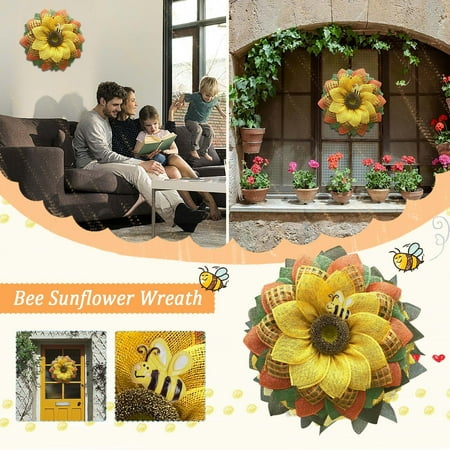 

Simulation Leaf Bee SunflowerWreath Artificial Garland Hanging Pendants Wedding
