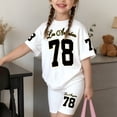 thumbnail image 2 of Ruiwill Outfit Set Little Girls Summer Crewneck Letter Print Short Sleeve Tops With Shorts Set Dailywear Casual Fashion Girls Clothing Set Size 7-8 Years White, 2 of 4