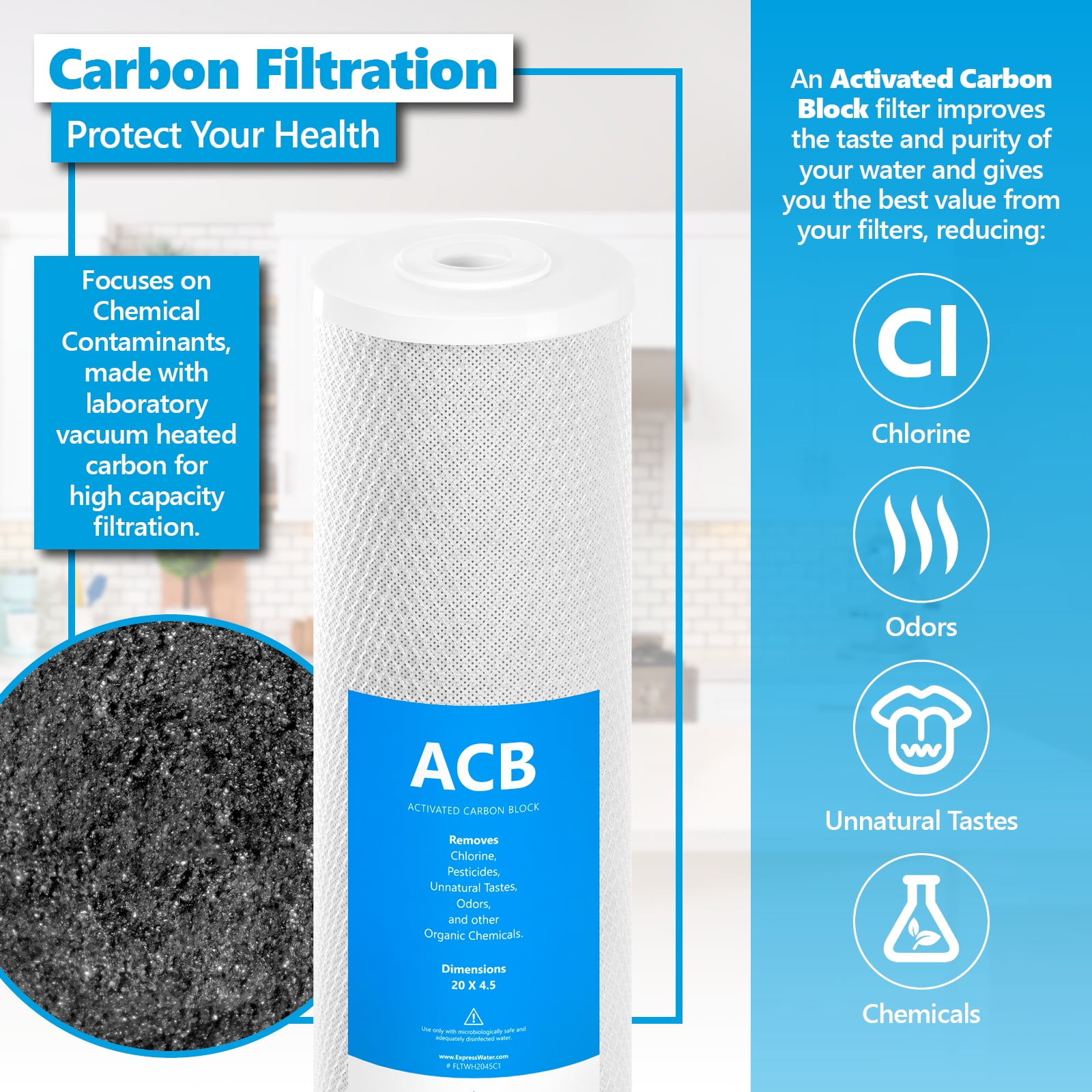Express Water 2-Year Whole House Heavy Metal Water Filter Set 3 Stage Water Filtration Replacement Kit Sediment, Carbon Block, KDF High Capacity Cartridge Filters–5 Micron Water Filter 4.5” x 20” inch