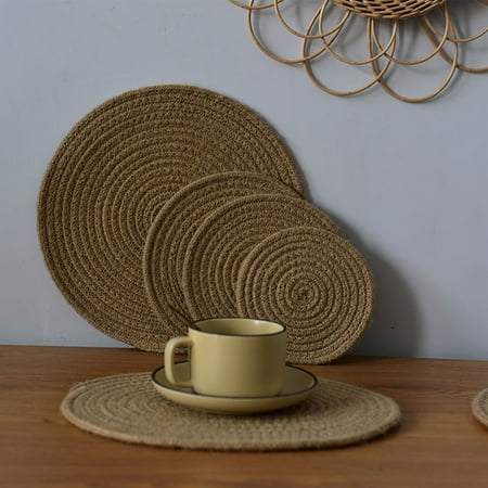 

Cup Placemat Natural Table Mat Hand-woven Placemat Kitchen Gadget