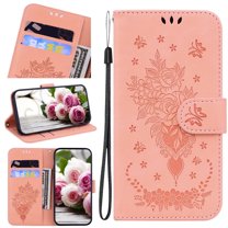 Nalacover for Google Pixel 6 Wallet Case,Luxury Embossed Sun Flower Pattern PU Leather Soft TPU Magnetic Flip Folio Book Credit Card Holder Shockproof for Women Men Cover Wrist Strap.Pink