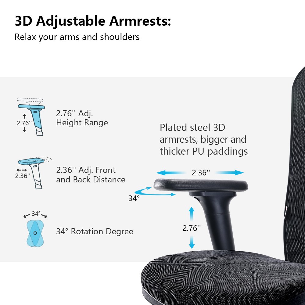 Sihoo M57 Ergonomic High-Back Mesh Office Chair, Black photo 8