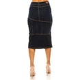 thumbnail image 5 of Be-Girl Women's Dark Wash Denim Midi Skirt, Contrast Stitching, Paneled Pencil Style - SG-79201, 5 of 6