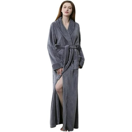 

CoCopeaunts Women s Lapel Fleece Bathrobe Soft Plush Spa Robe Warm Pajamas with Pockets Soft Pjs Loungewear for Women