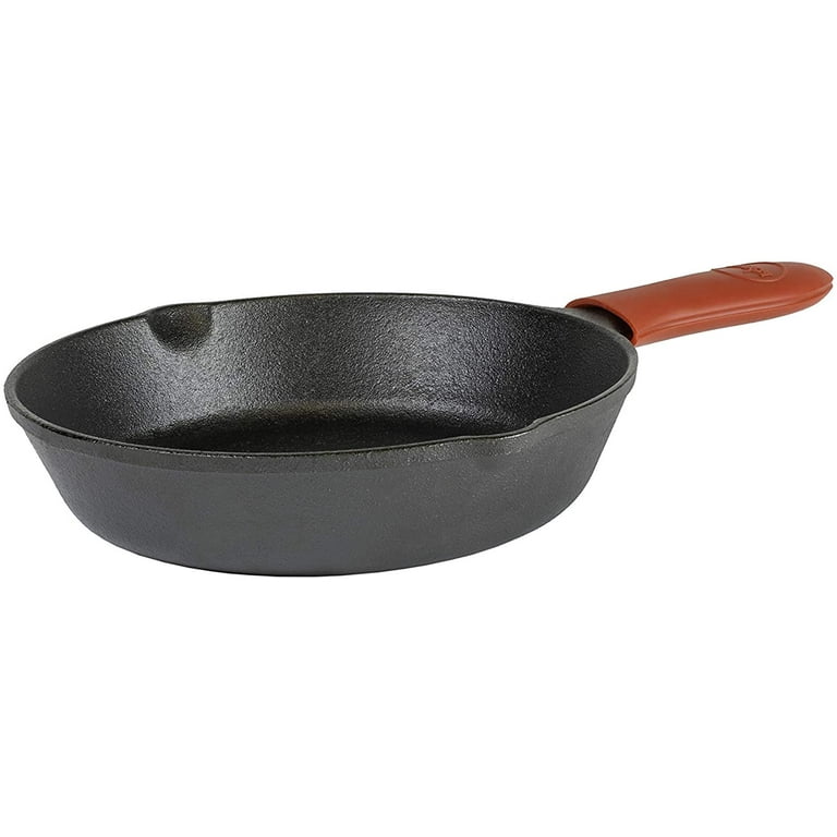 Lodge Cast Iron Skillet with Red Silicone Hot Handle Holder 12”