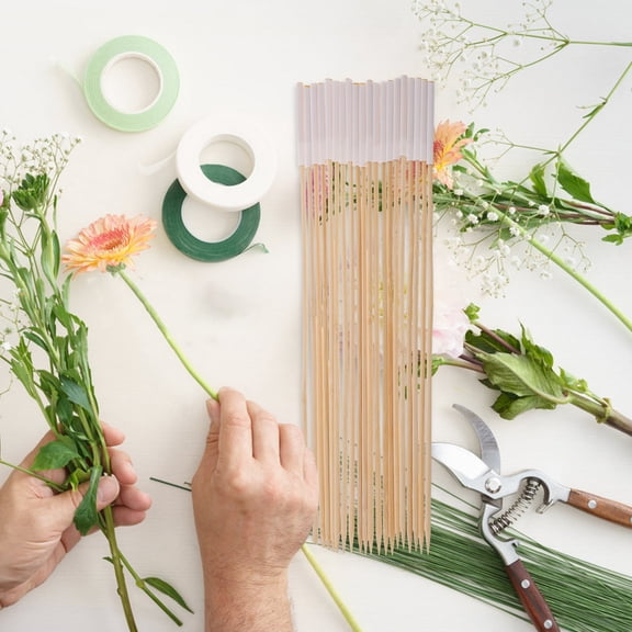 DRAFIDEEP 20pcs Flower Bouquet Packaging Materials Durable Wood Craft Sticks with Cartoon Design for Florist Supplies