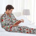 thumbnail image 6 of Naloa Roses Mixed Zebra 1 Men’s Pajamas Set - Long Sleeve Button Down Sleep Shirt and Pajama Bottoms Sleepwear Set-Medium, 6 of 7