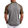 thumbnail image 5 of Fabrcox Mens Short Sleeve Polo Shirts Raglan Collared Golf Shirts Men Color Block Regular Fit Casual Gym Athletic Shirts Men Brown XL, 5 of 7