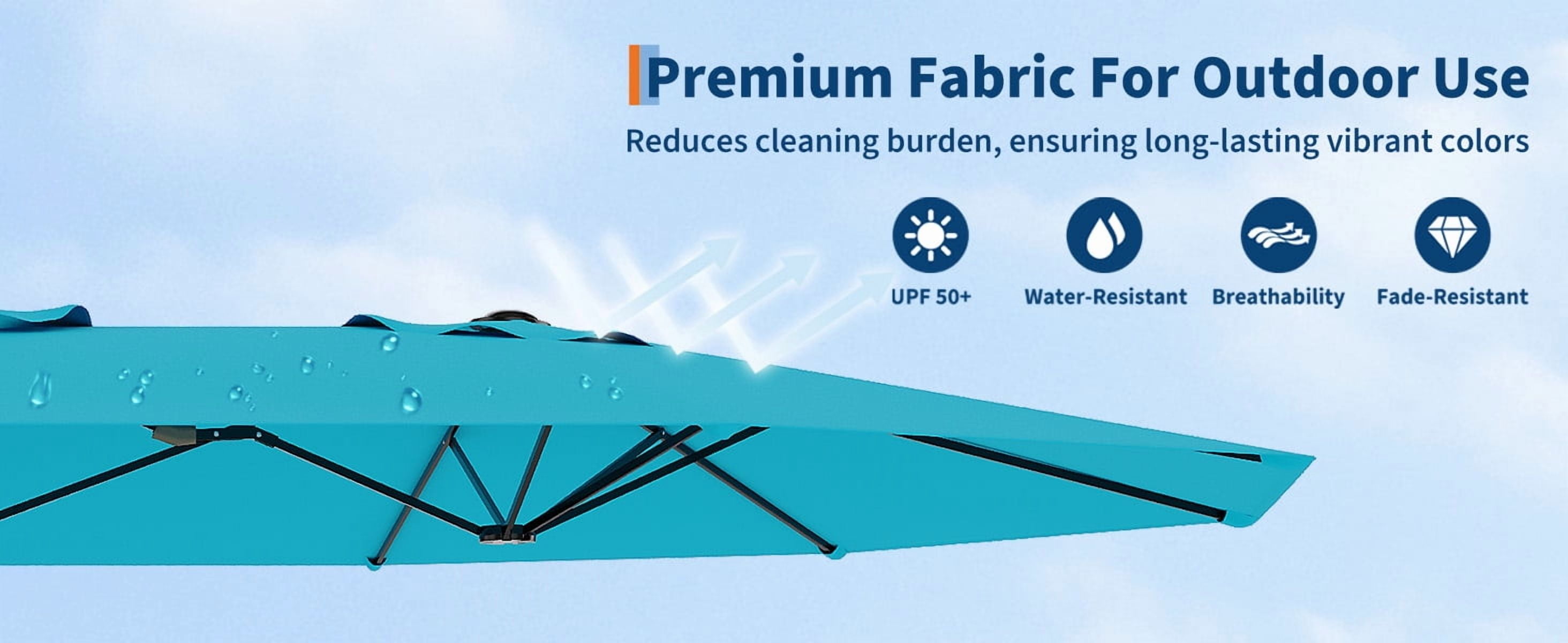 15Ft Large Patio Umbrella with Base, Double-Sided Rectangle Umbrella with Cross Base & Sandbag, for Pool, Lawn or Garden