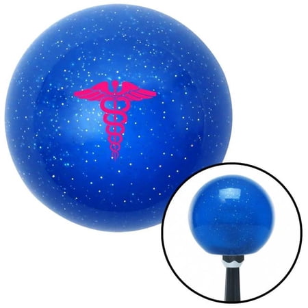 American Shifter 25417 Pink Caduceus Symbol Blue Metal Flake Shift Knob with M16 x 1.5 Insert Shifter Auto