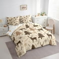 thumbnail image 3 of Manfei Christmas Reindeer Print Bedding Comforter Set 7pcs, Stars Xmas Tree Queen Bedding Sets, Winter Snowflake Reversible Queen Sheet Sets, Microfiber Bedroom Decor, 3 of 7