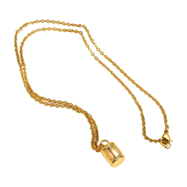 Collar de urna, soporte para urna, collar con colgante, colgante cilíndrico pequeño, colgante conmemorativo Oro