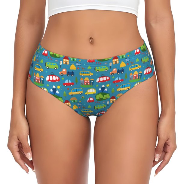 Balery Cars Transportation Ropa Interior de Algodón para Mujer con Dibujo – Braguitas Cómodas y Elásticas, Estilo Clásico-XX-Large