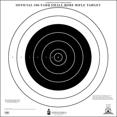 25 Pcs of Official NRA Small Bore Rifle 100-Yard Target (TQ-4P) Printed on official NRA Heavyweight "Tag" paper. Size: 14" x 14"