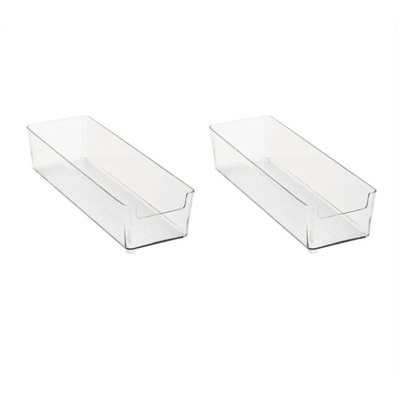 Simplify 2 Pack Medium 11.6" x 3.7" Rectangular Drawer Organizer, Clear