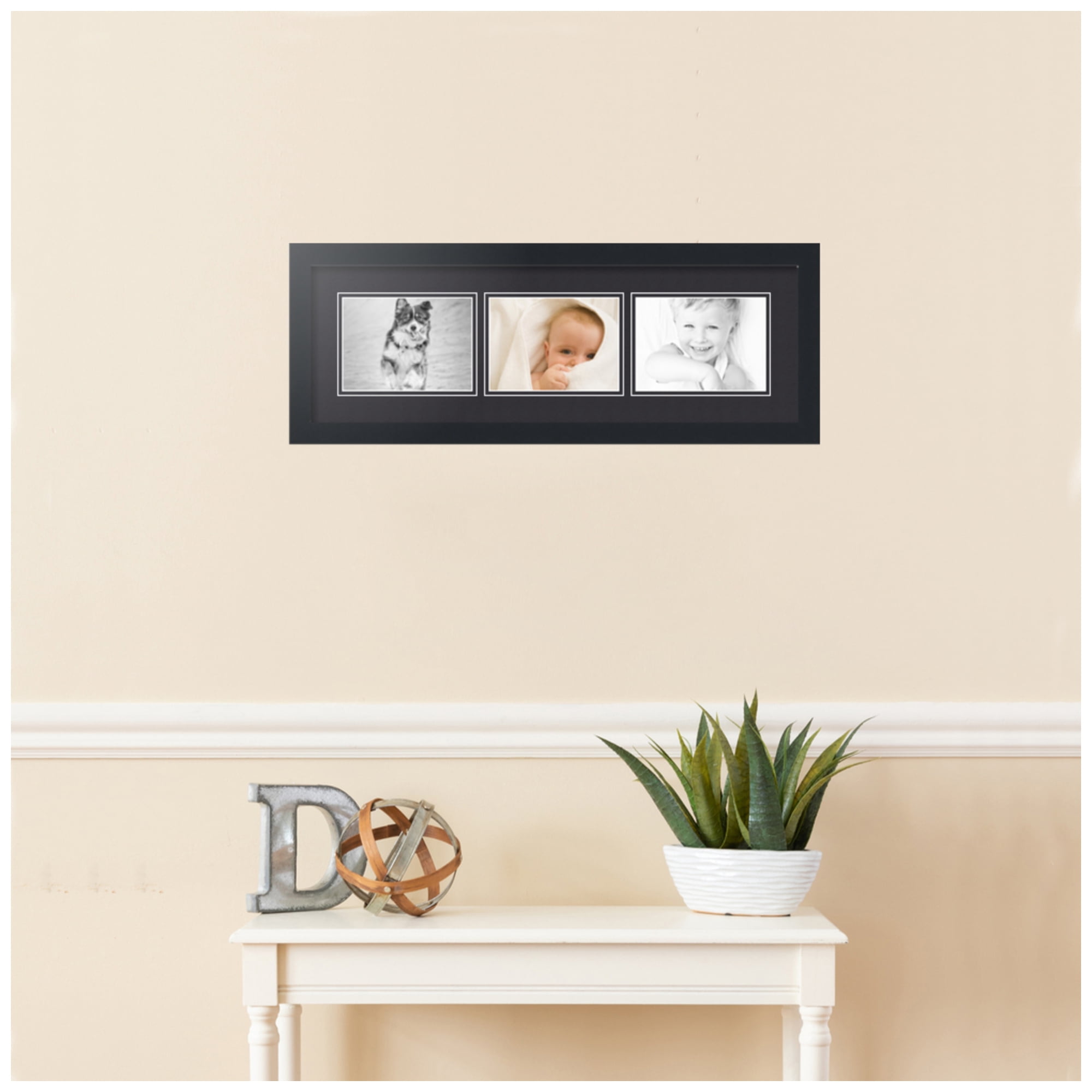 ArtToFrames Collage Photo Picture Frame with 3 - 5x7 Openings, Framed in Black with Black and Black Mats (CDM-3926-1052)
