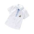 thumbnail image 2 of Cethrio Boys Button Down Shirts, Short Sleeve Print Cotton Summer Tops White Size 8-9 T, 2 of 3