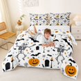 thumbnail image 3 of Homewish Classic Halloween Skeleton Full Size Comforter Sets,Bat Pumpkin Pattern Bedding Comforter Set,White Orange Black,Halloween Reversible,3pcs,1 Comforter and 2 Pillowcases, 3 of 7