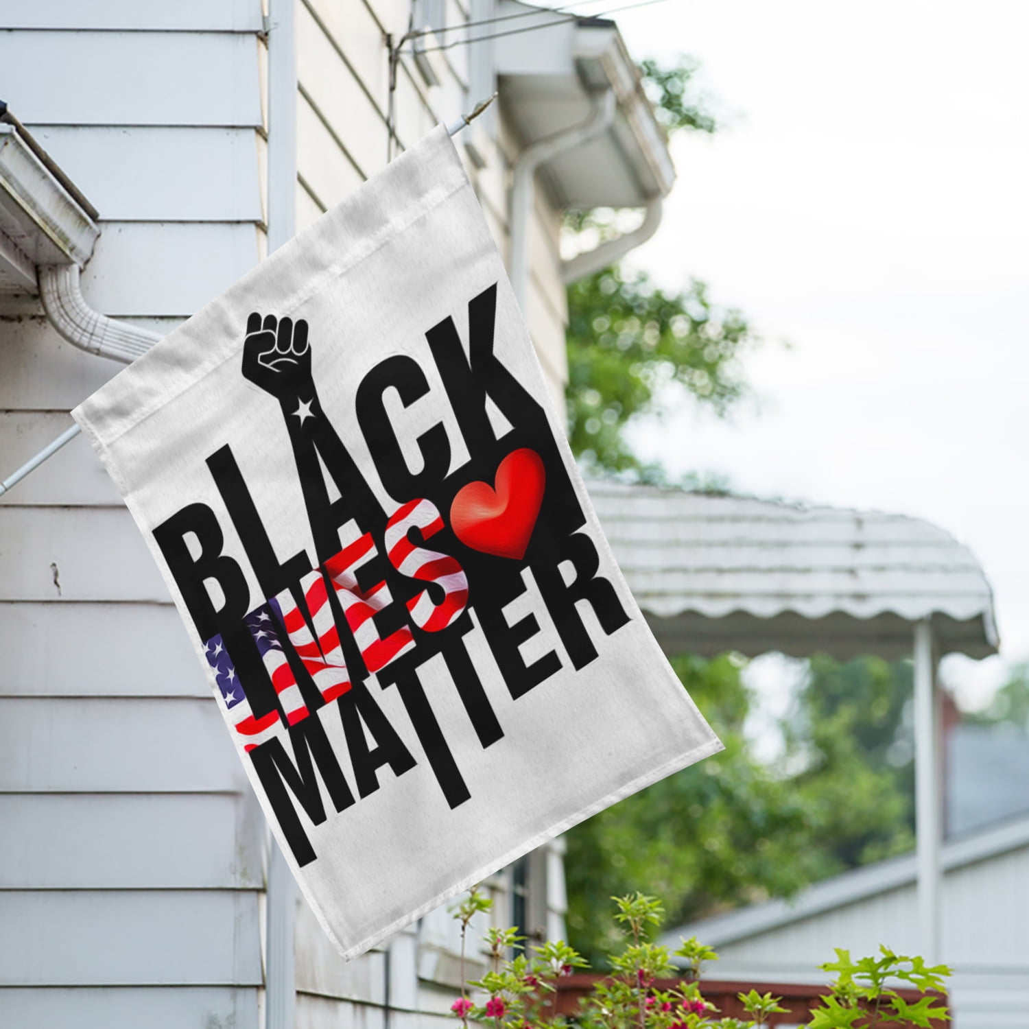 America Forever Black Lives Matter House Flag - Together We Rise, Clenched Fist, Stop The Violence BLM Flag, Outdoor Yard Decorative Large Flag - 28 X 40 inch, Made in USA