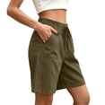 thumbnail image 5 of Women's Cotton Loose Fit Casual Shorts with Pockets Elastic Waist Drawstring Comfy Soft Stretchy Summer Lounge Athletic Gym Outdoor Everyday Womens | VerBelle,Army Green L, 5 of 7