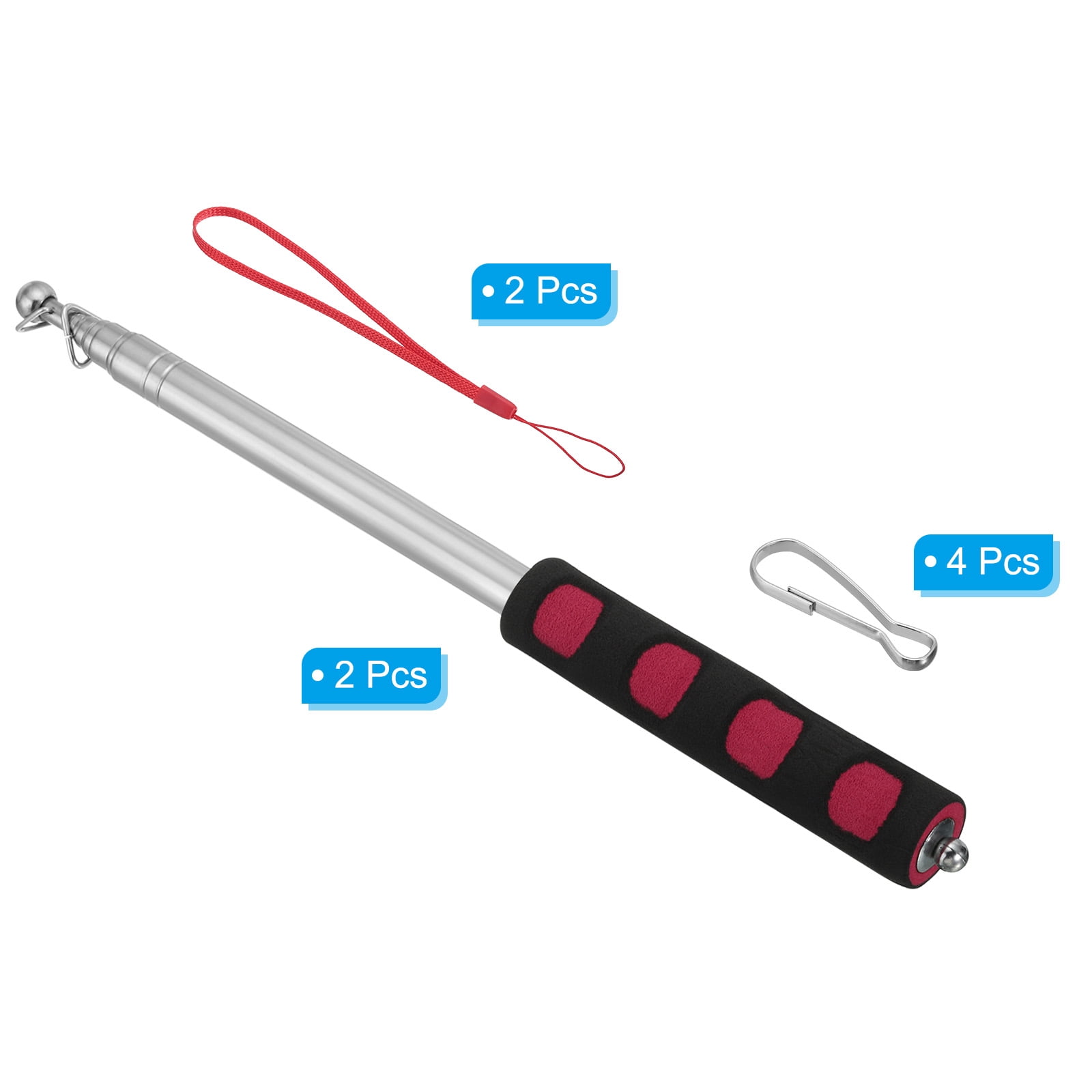 Unique Bargains Handheld Flagpoles with Comfortable Sponge Handle Red