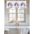 thumbnail image 6 of Kitchen Valances for Window, Blossom Purple Tulip Flower Light Filtering Rod Pocket Valance Curtain, Spring Floral Leaves on White &nbsp;Short Curtains Window Topper for Bedroom Living Room 54x18in, 6 of 7