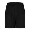 thumbnail image 5 of jobturf Mens Casual Cotton Shorts Classic Fit Button Waist Summer Beach Shorts Solid Dress Flat Front Work Shorts with Pockets Black XXL, 5 of 6