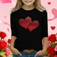 thumbnail image 2 of Riecok Girls T Shirts Valentine's Day Crewneck 3/4 Sleeve Tops Lightweight Blouses Heart Print Dressy Summer Tees, 2 of 5