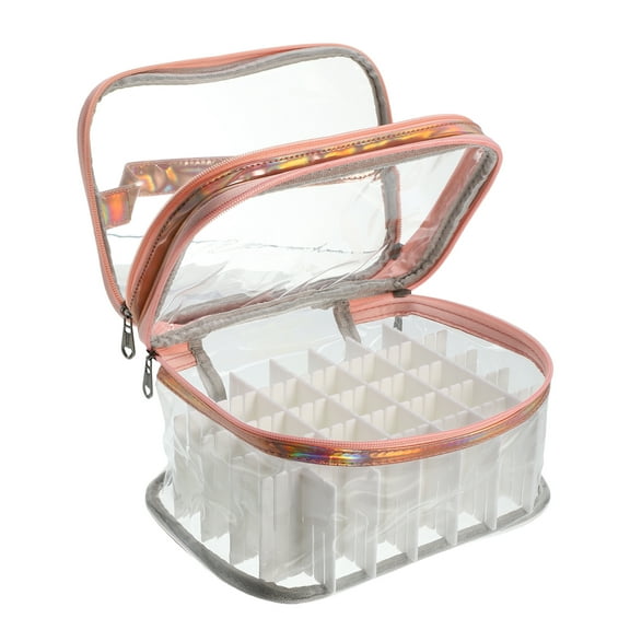 Vocoste 1 Pc Nail Polish Bag Nail Polish Carrying Case Holds 35 Bottles Nail Art Set Organizer Pink