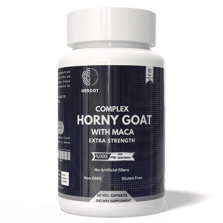 Heroot Goat Weed Capsule Maca Root 500mg Supports Stamina & Saw Palmetto, 120 Capsules