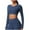 Blue, variant on Plus Size Summer Tops Casual Solid Color Sports Yoga Drying Long Sleeved Crew-neck Blue Beach Vacation Fashion Basics Clothes