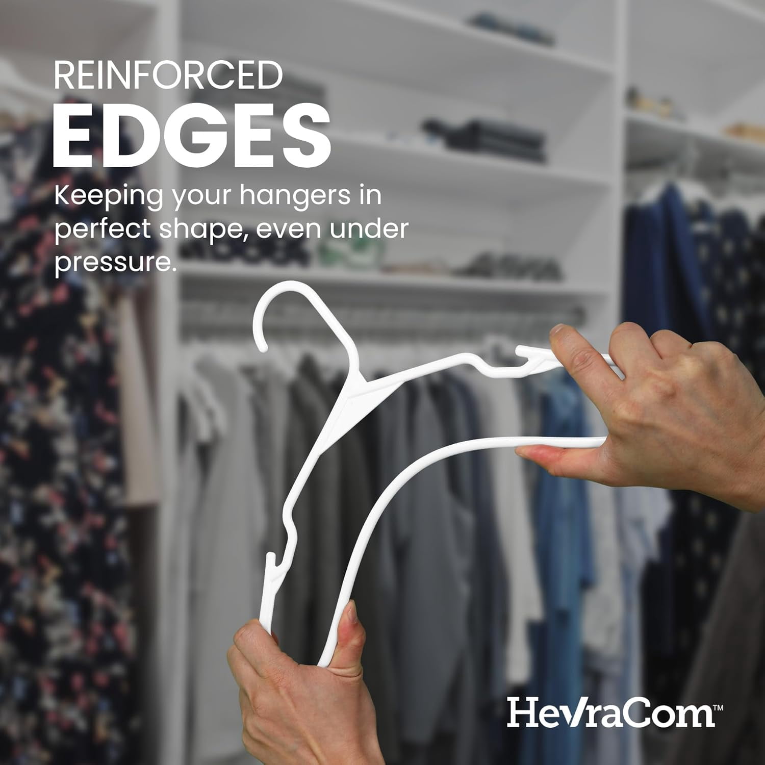 HevraCom Plastic Clothes Hangers Heavy Duty Non Slip White 50 Pack