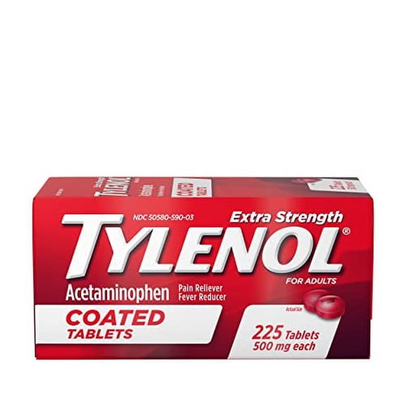 Tylenol Extra Strength Coated .. Tablets, Acetaminophen Adult Pain .. Relief & Fever Reducer, .. 225 ct