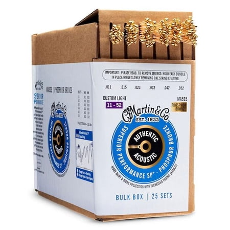 Martin Strings 41BULKBOXMA535-U 11-52 Martin Authentic Acoustic SP Acoustic Guitar Strings Bulk Box - Set of 25