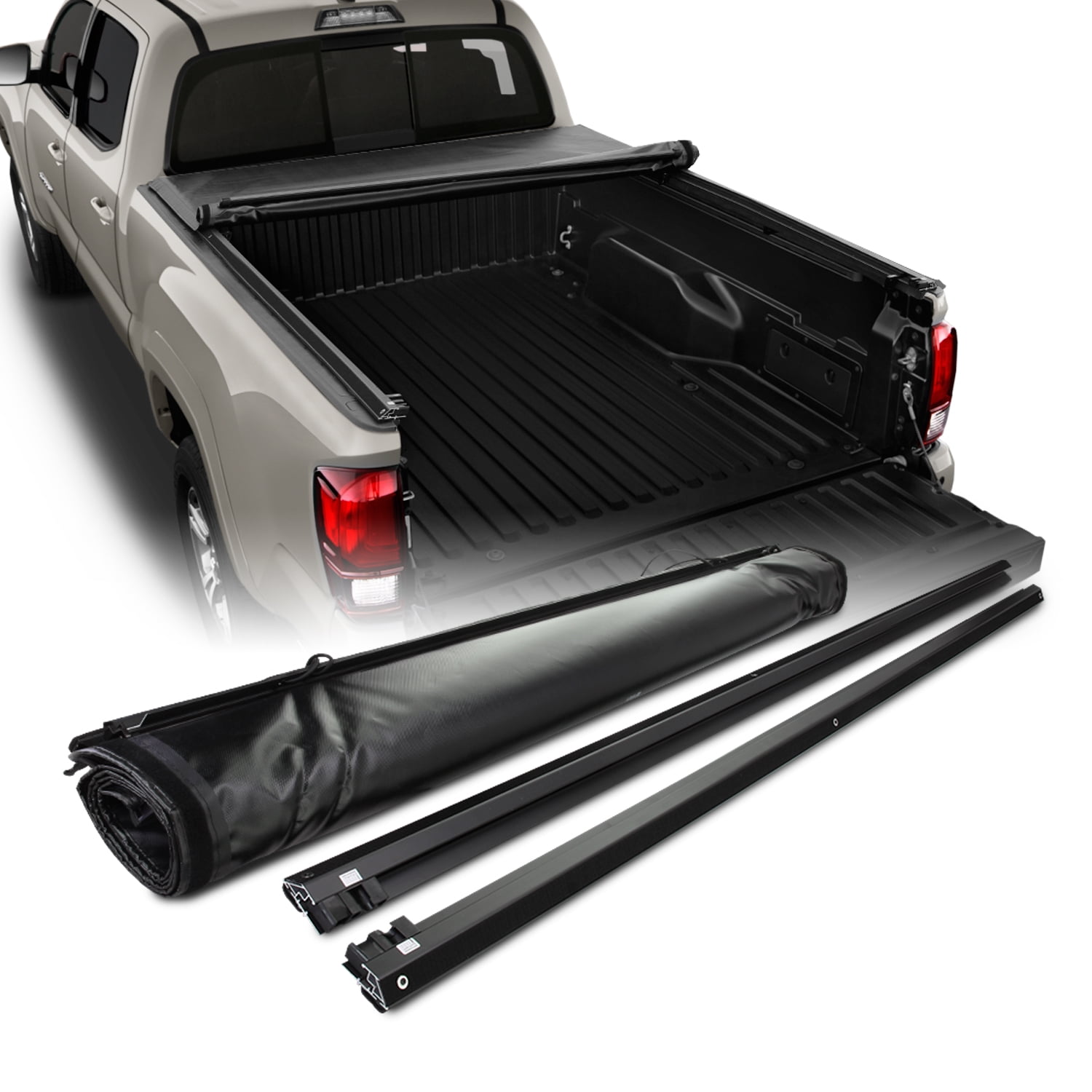 For 20162020 Toyota 6 Feet 72" Bed Black Soft Roll Up Tonneau Cover