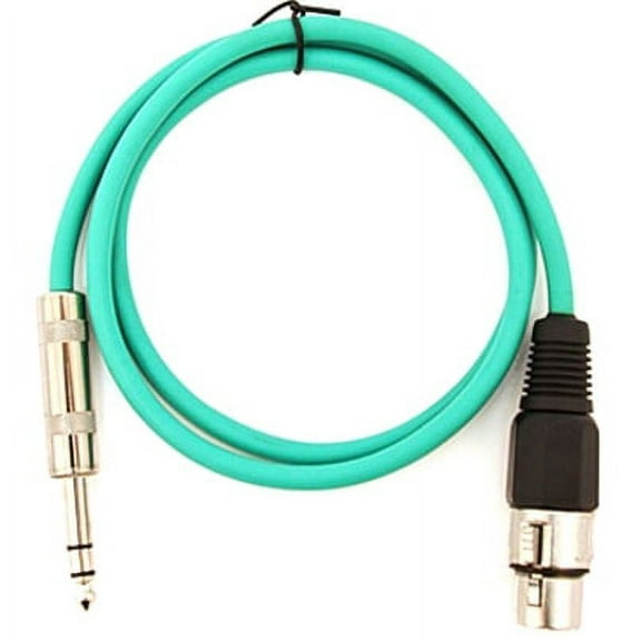 Seismic Audio SATRXL-F3, Green 3' XLR Female to TRS Patch Cable