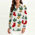 thumbnail image 6 of Womens Tops Long Sleeve Christmas Shirt Button Down Shirt Casual Beach Shirts,Blouse for Women White M, 6 of 6