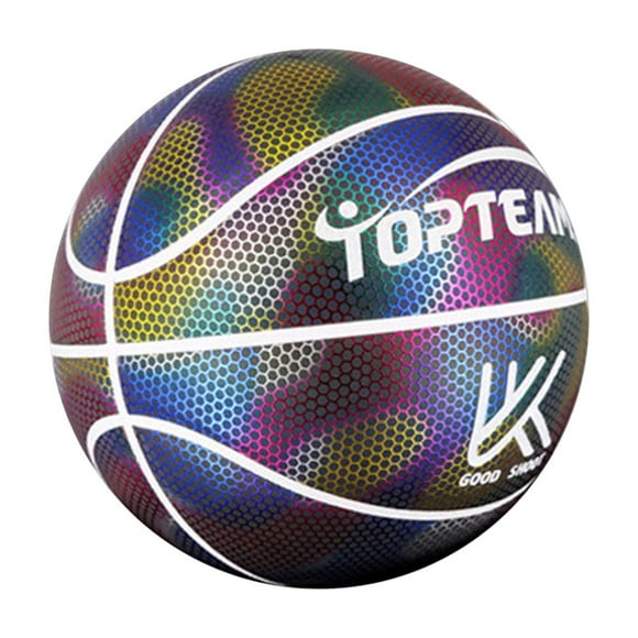 Dvkptbk Glowing Basketball Basketball Holographic Reflective Basketball Indoor Outdoor Leather Basketball Ball Sports