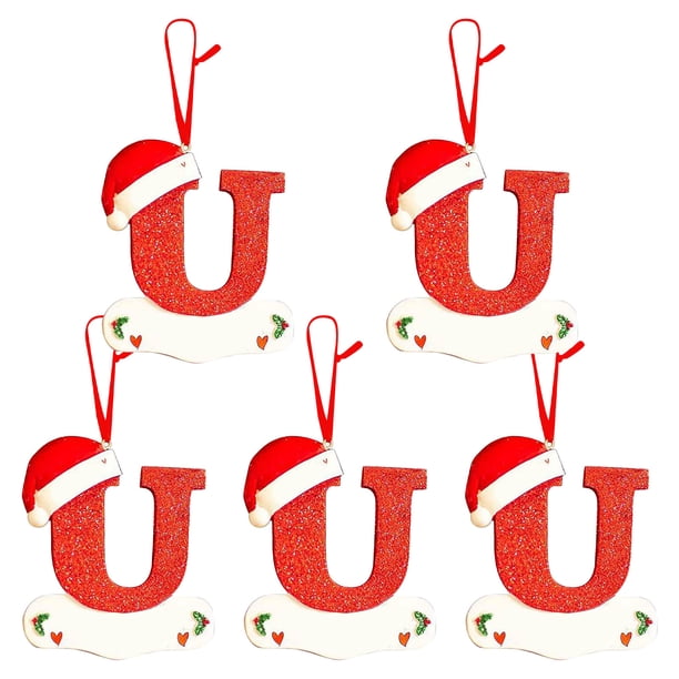 Fiudx Colgante de Letra Navideña, Diseño de Nombre Personalizado para Escribir, Decoración Navideña Acrílica Festiva para Árbol de Navidad, Regalo Significativo para Familiares y Amigos, Juego de 5 P
