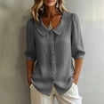 thumbnail image 6 of Kezqiaxn White Button Down Shirt Women Fashion Half Sleeve Collared Dressy Summer Tops Business Work Blouses, 6 of 9
