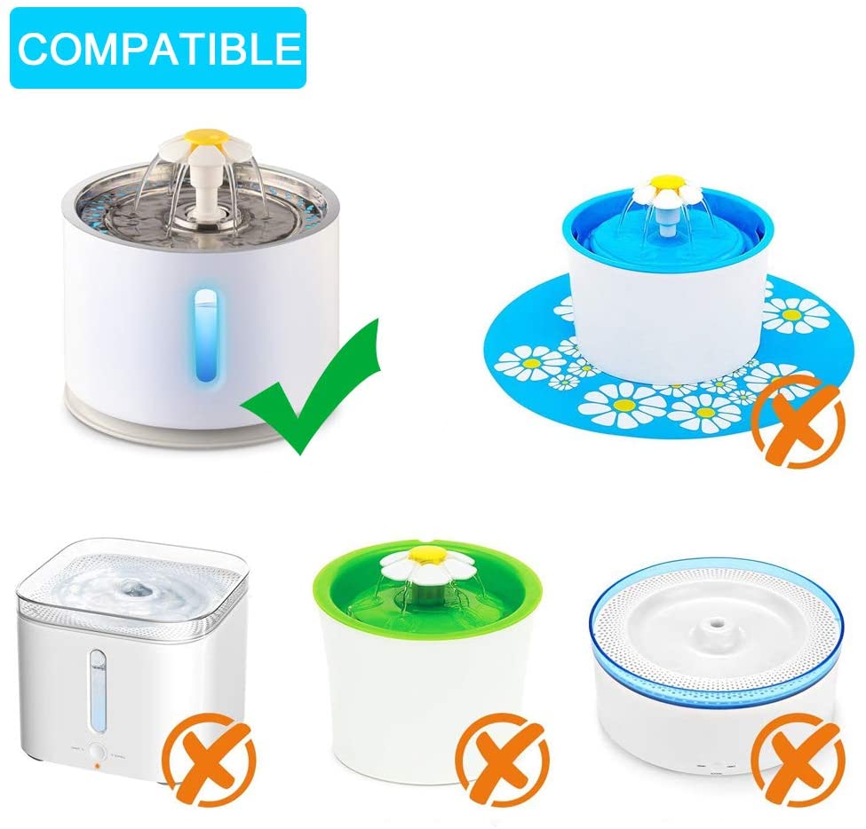 4PCS Replacement Fountain Filters for 2.4L Round Water Fountain Automatic Pet Fountain Filters