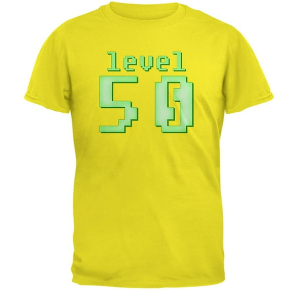 Gamer Milestone Birthday Level 50 Mens T Shirt Bright Yellow 2XL