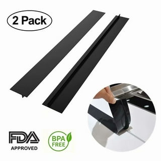Surlong Silicone Stove Gap Covers (2 Pack), Heat Resistant Oven Gap Filler Seals Gaps Between Stovetop and Counter (21 Inches, Black)